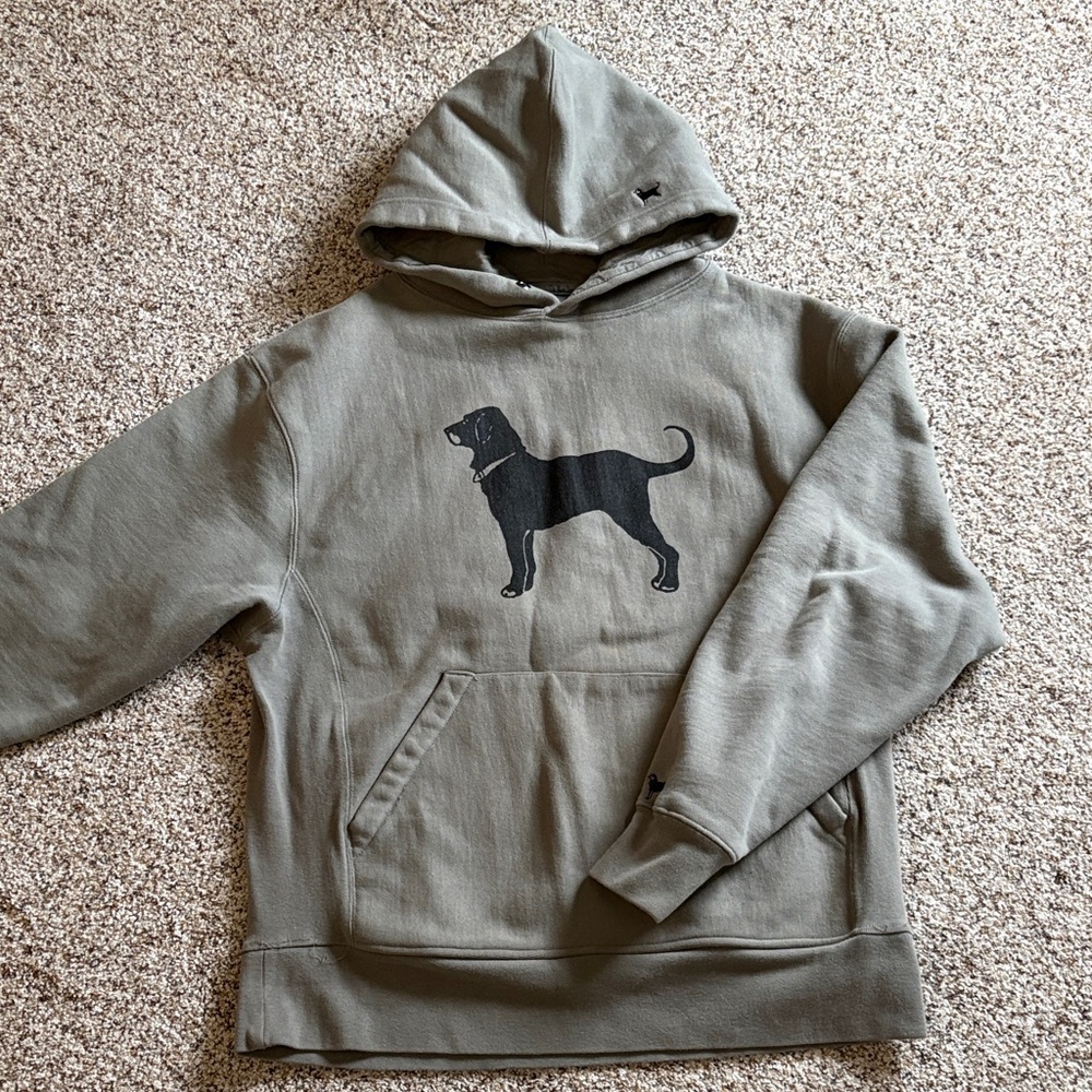 The Black Dog Olive Hoodie with Black Dog Design
